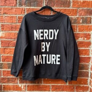 Forever 21 Womens Medium Black Nerdy By Nature Sweatshirt Graphic Sweater